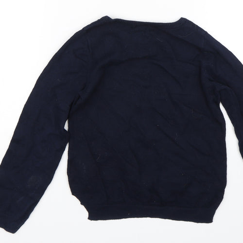 H&M Girls Blue Geometric  Pullover Jumper Size 5 Years  - Stars