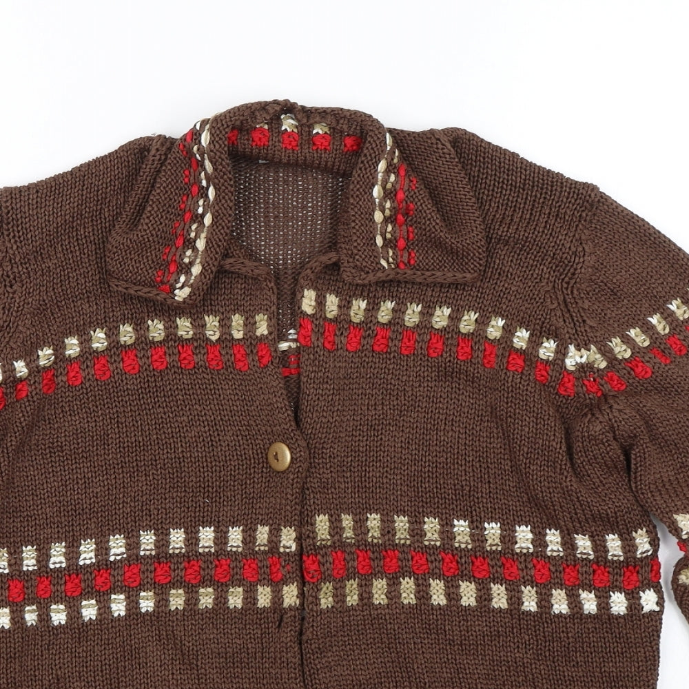 M&S Womens Brown Striped  Cardigan Jumper Size 12