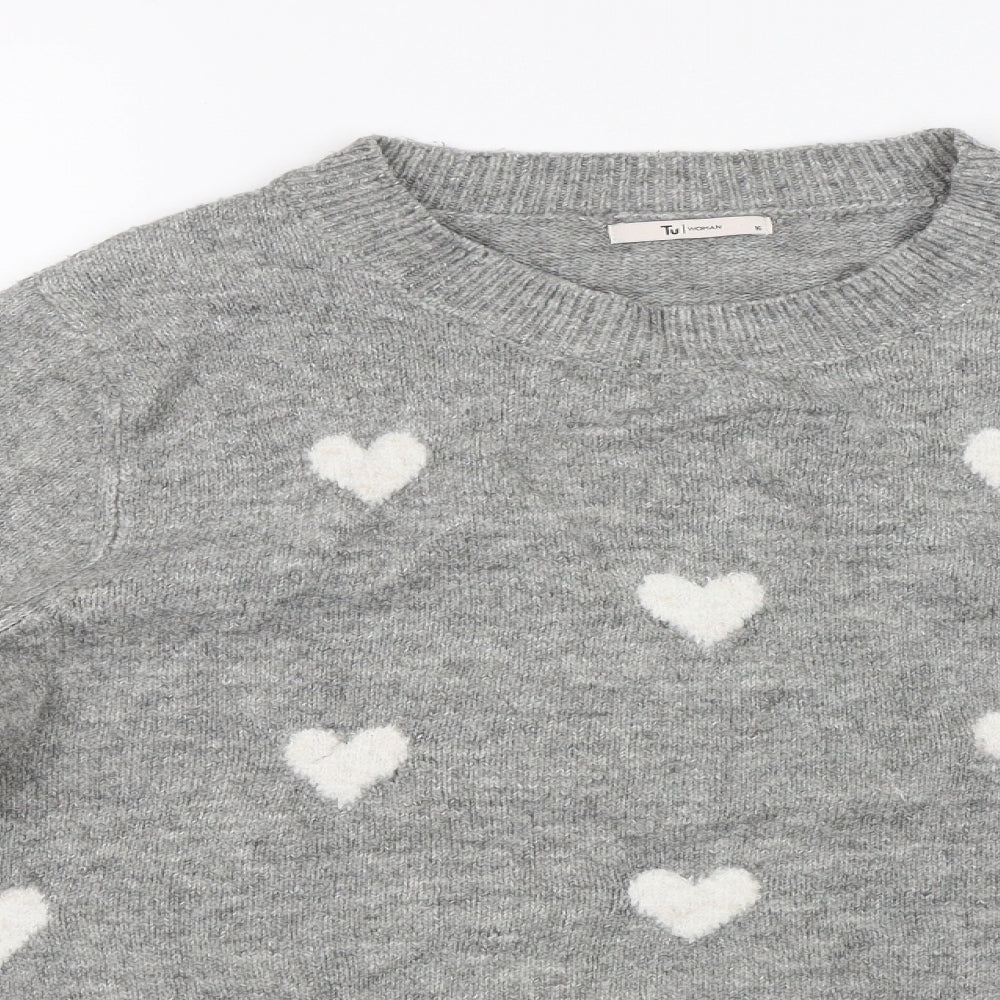 TU Womens Grey Polka Dot  Pullover Jumper Size 16  - Hearts