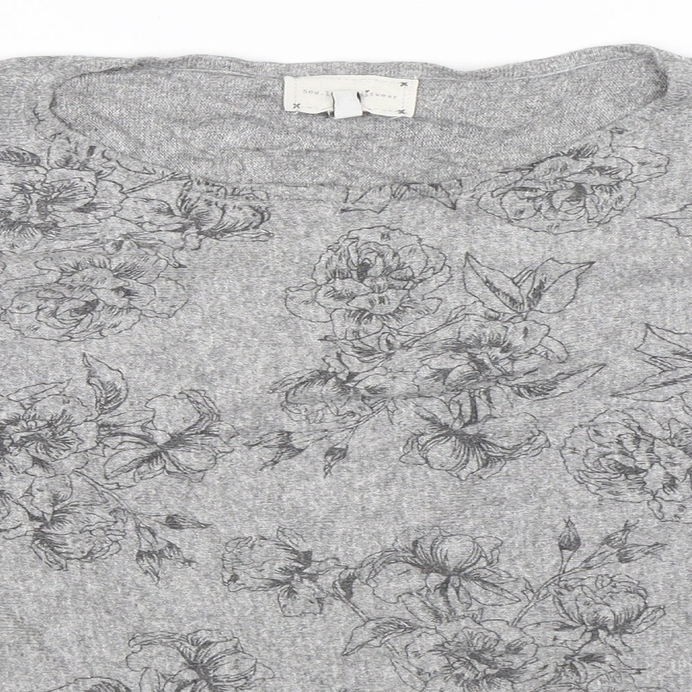 New Look Womens Grey Floral  Pullover Jumper Size 10