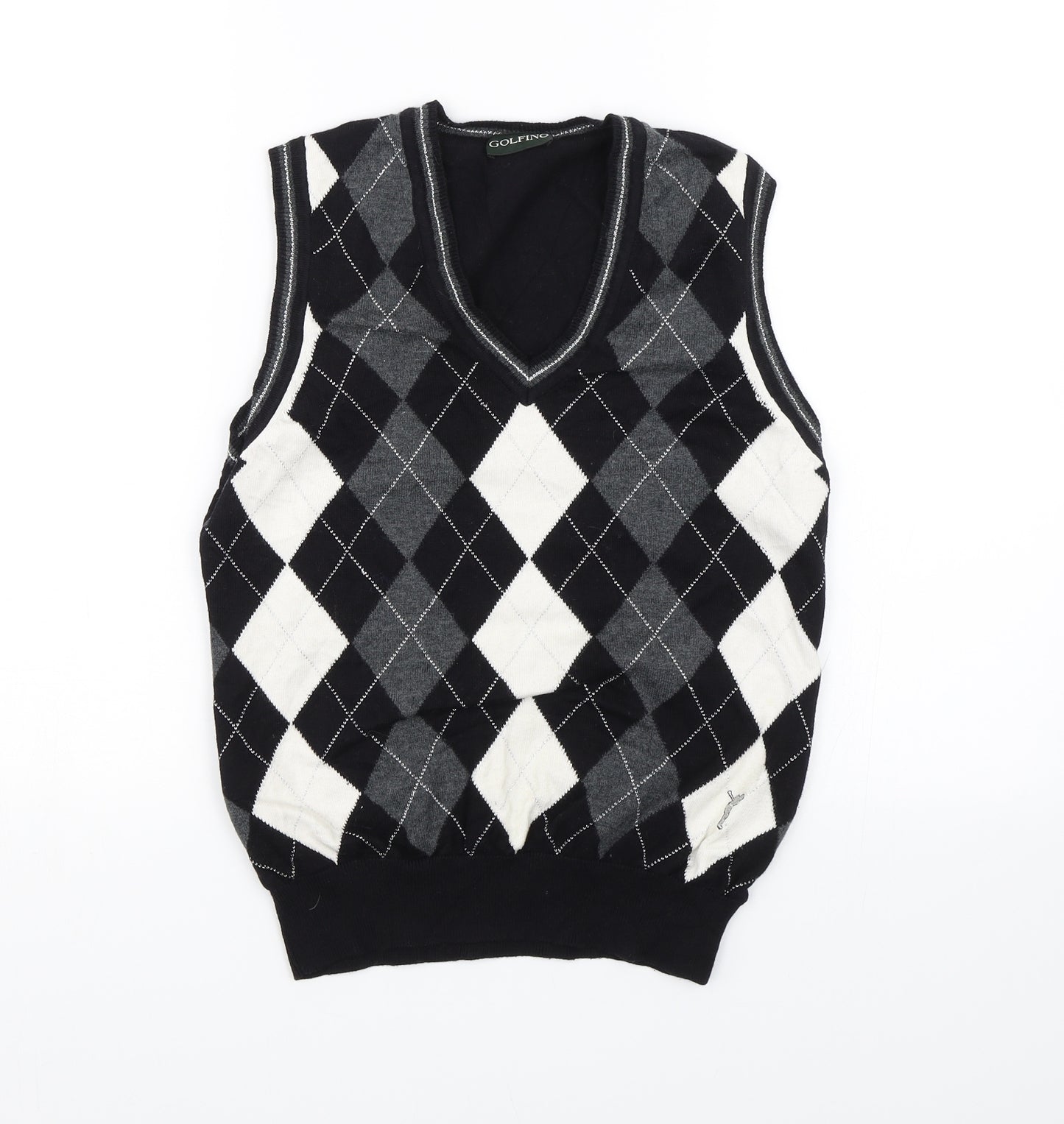 GOLFINO Womens Black Argyle/Diamond  Pullover Jumper Size 10  - Golf