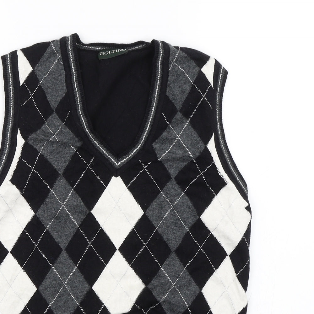 GOLFINO Womens Black Argyle/Diamond  Pullover Jumper Size 10  - Golf