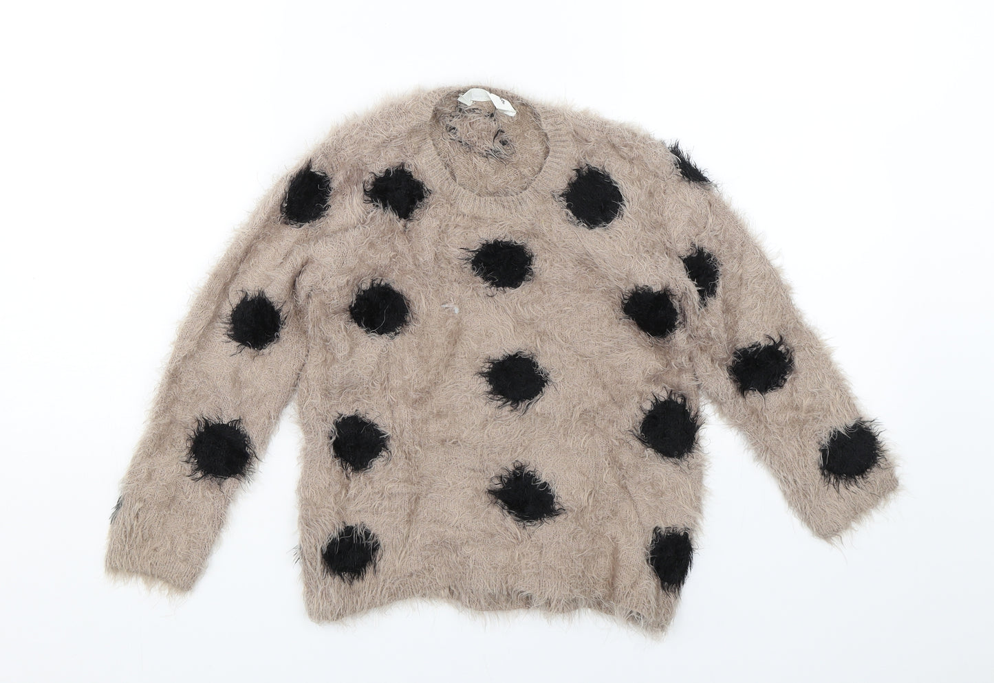 Matalan Girls Brown Polka Dot  Pullover Jumper Size 6-7 Years