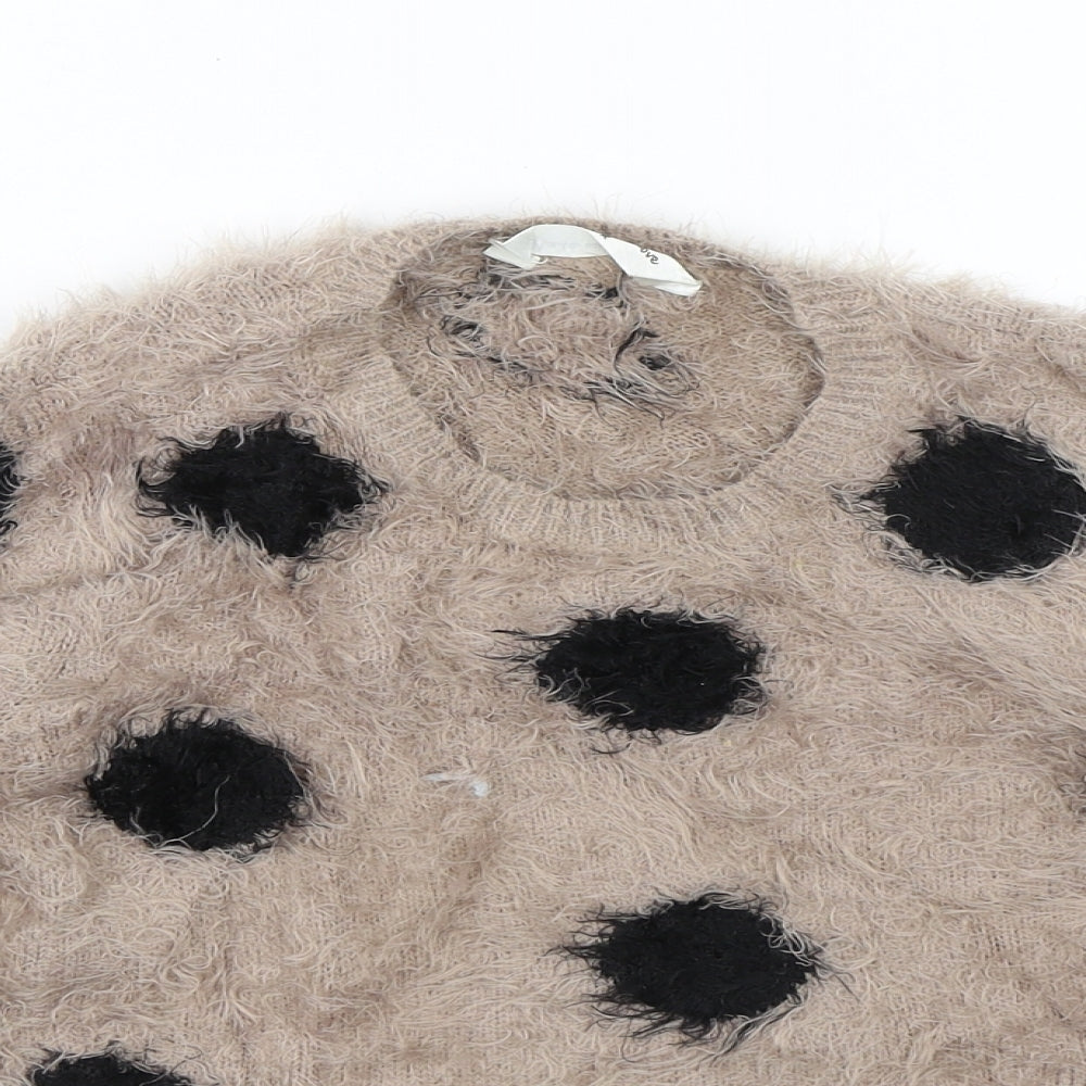 Matalan Girls Brown Polka Dot  Pullover Jumper Size 6-7 Years