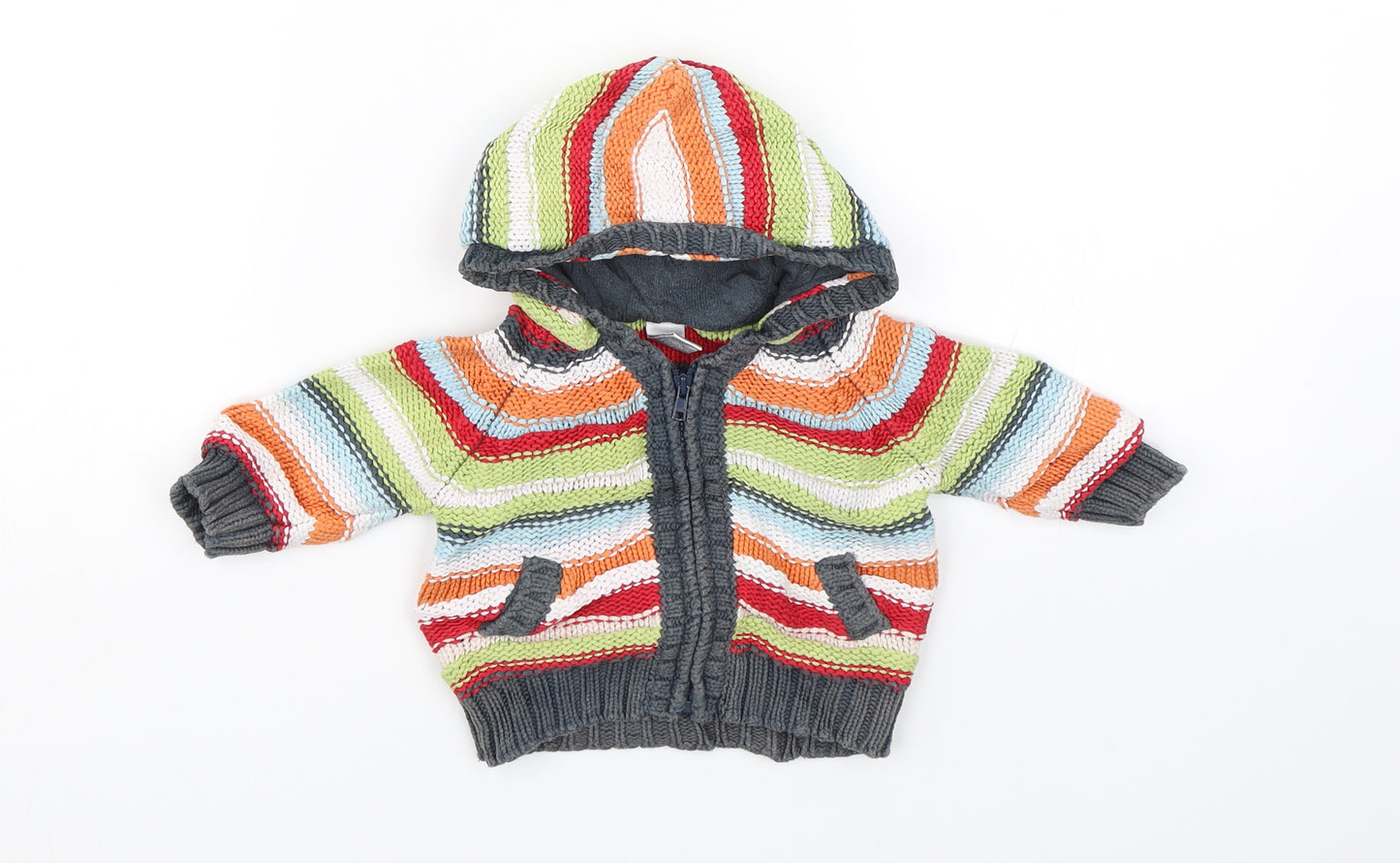 NEXT Boys Multicoloured Striped  Full Zip Jumper Size 0-3 Months