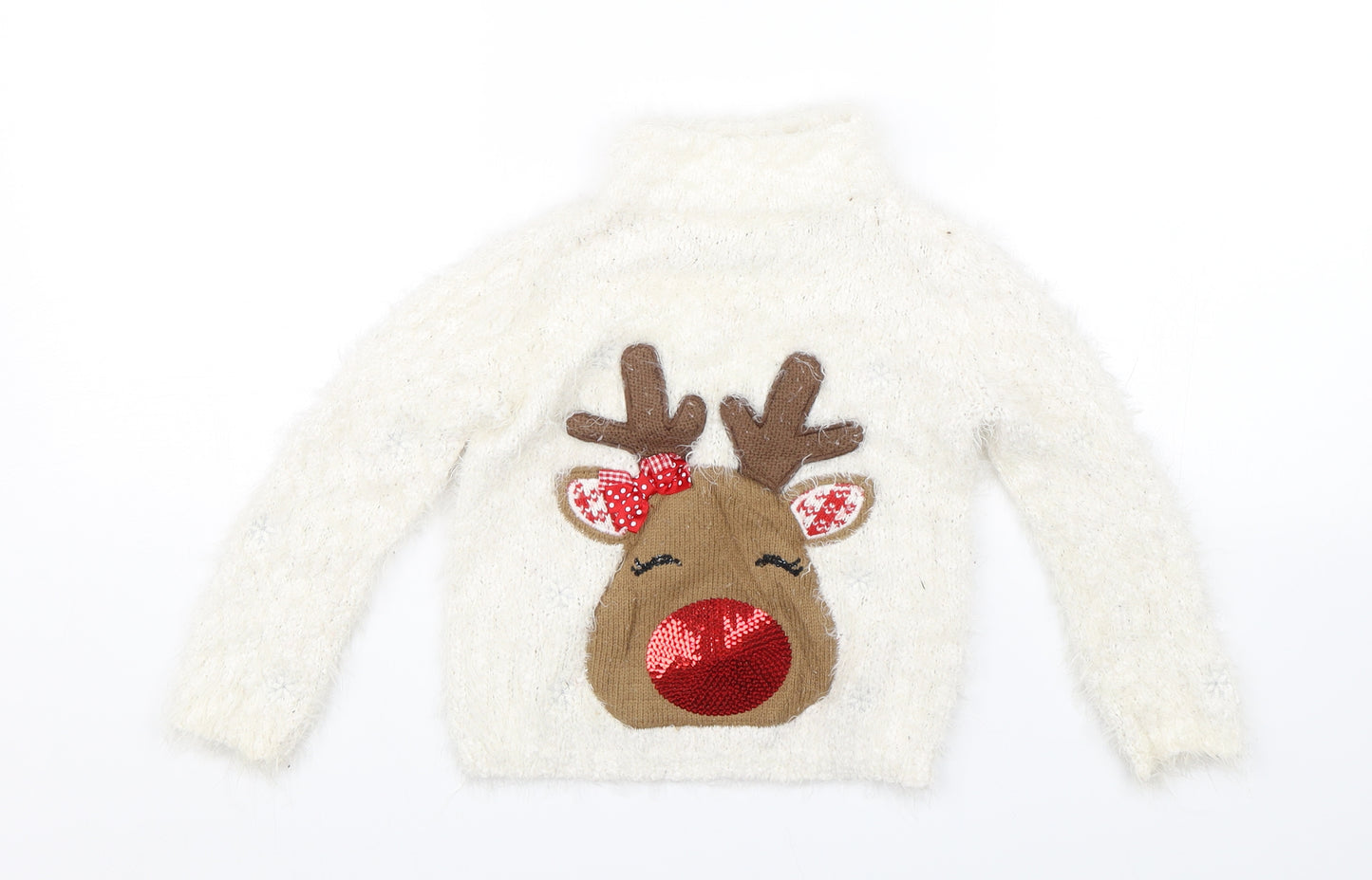TU Girls White   Pullover Jumper Size 18-24 Months  - Christmas