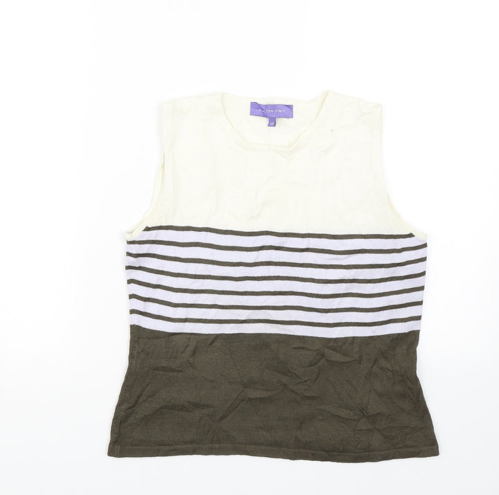 Autonomy Womens Brown Striped Basic Tank Size 12
