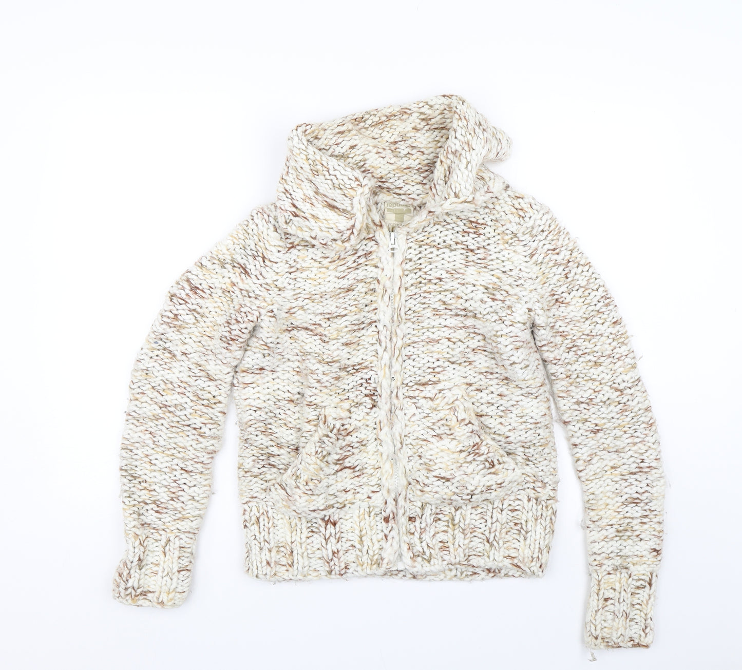 Republic Womens Beige  Knit Full Zip Jumper Size XS