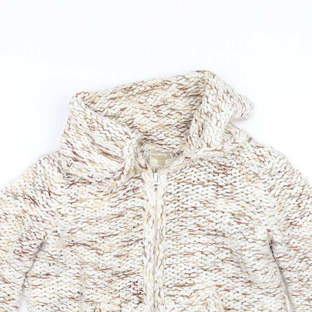 Republic Womens Beige  Knit Full Zip Jumper Size XS