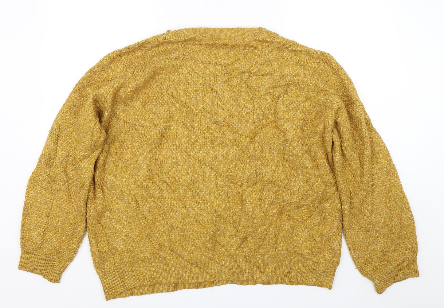 Falmer Womens Yellow Floral Knit Pullover Jumper Size XL
