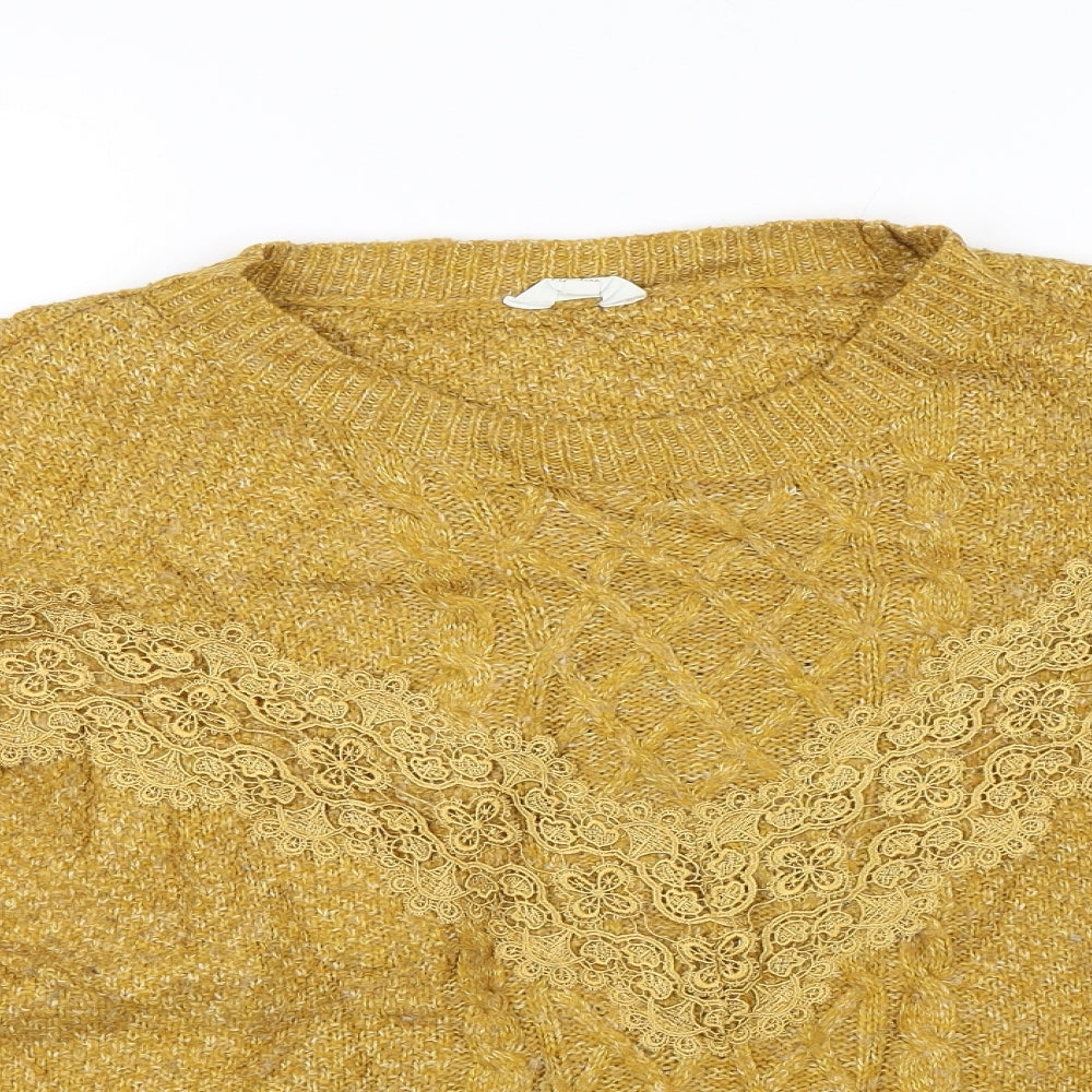 Falmer Womens Yellow Floral Knit Pullover Jumper Size XL