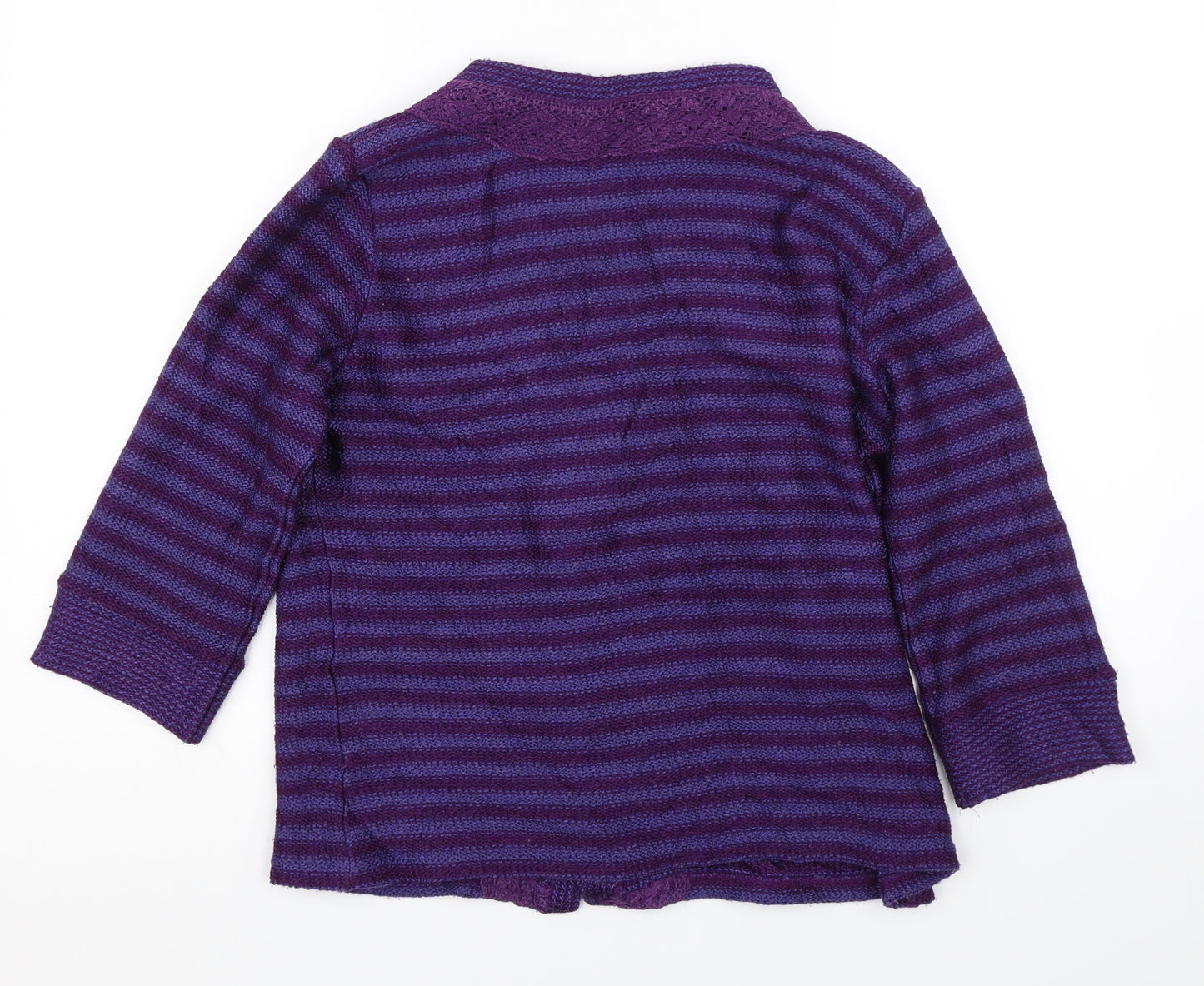 Per Una Womens Purple Striped  Cardigan Jumper Size L