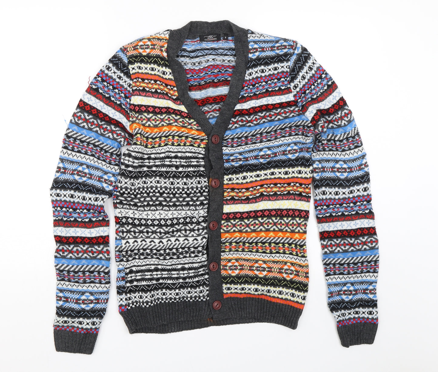 New look  Mens Multicoloured Argyle/Diamond Knit Cardigan Jumper Size S