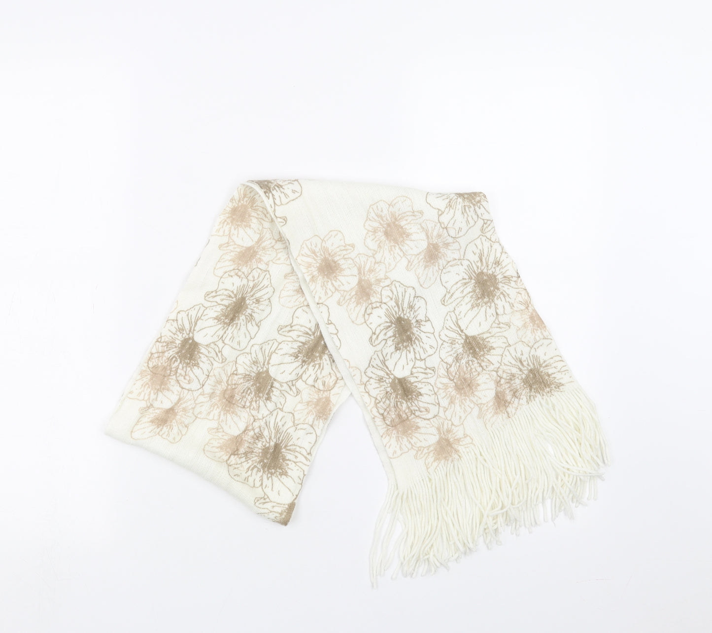 Preworn Womens Ivory Floral   Scarf