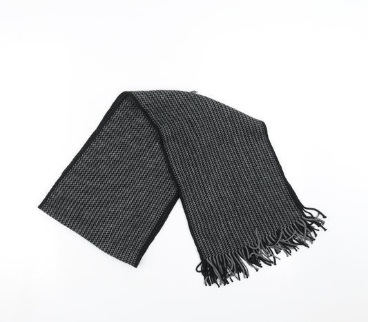 Front view of Original Esquire men’s black geometric knit scarf one size