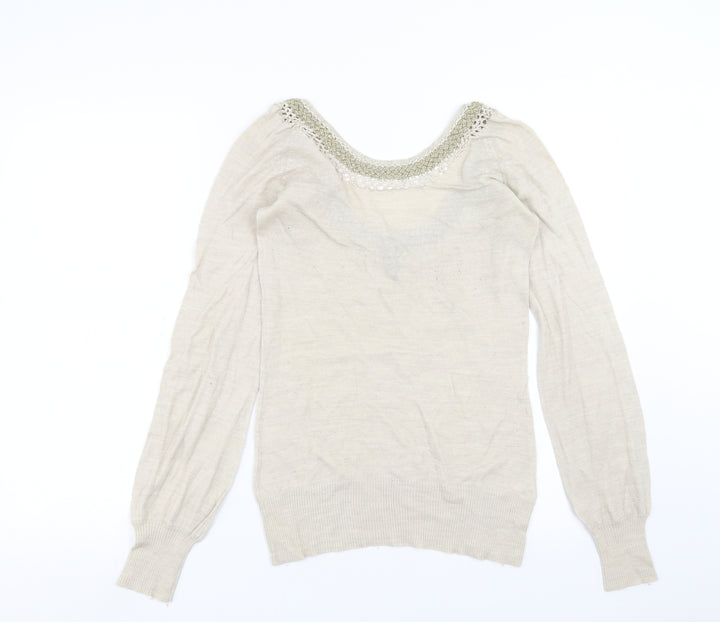 Topshop Womens Beige Knit Pullover Jumper Size 10