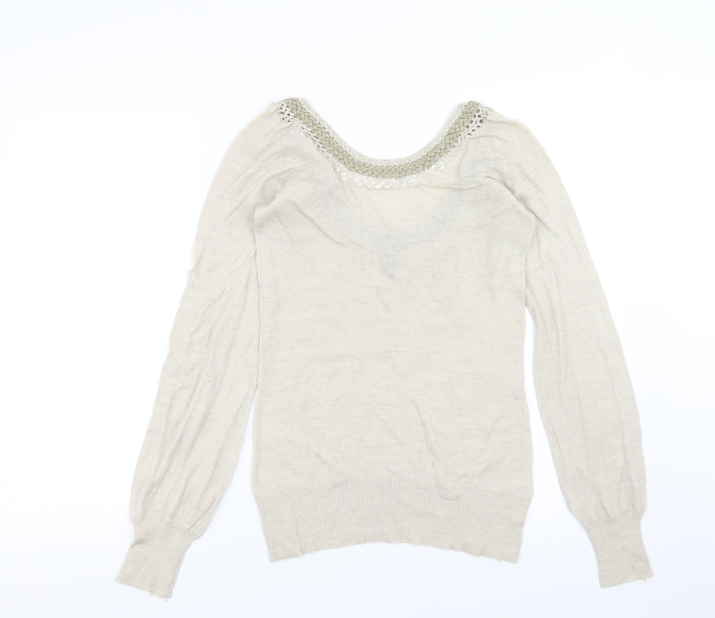 Topshop Womens Beige  Knit Pullover Jumper Size 10
