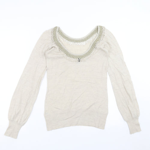 Topshop Womens Beige  Knit Pullover Jumper Size 10