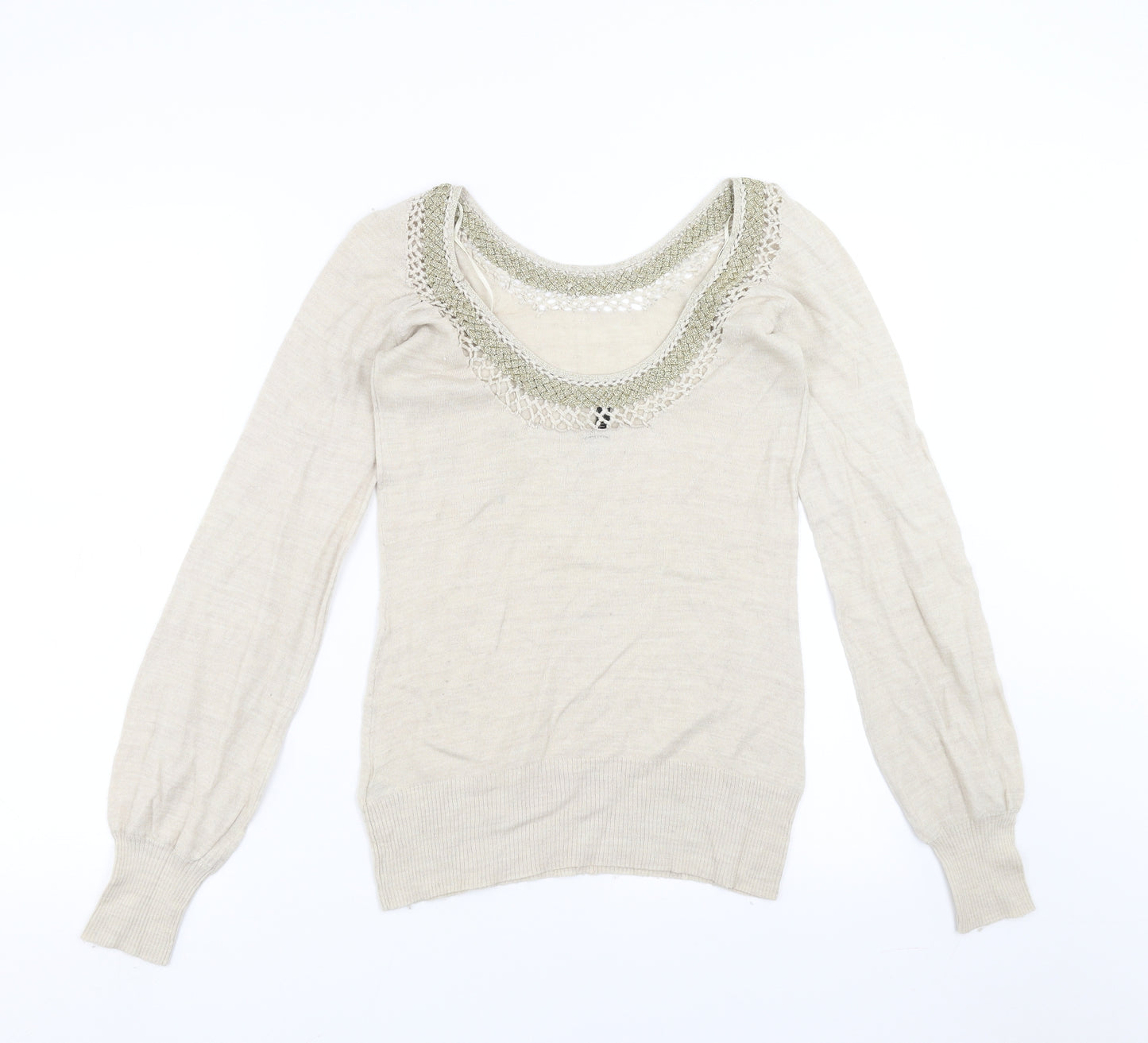 Topshop Womens Beige  Knit Pullover Jumper Size 10