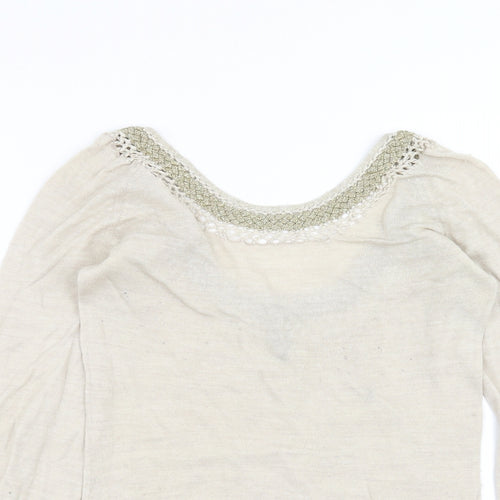 Topshop Womens Beige  Knit Pullover Jumper Size 10