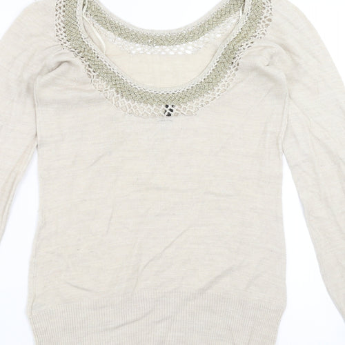 Topshop Womens Beige  Knit Pullover Jumper Size 10