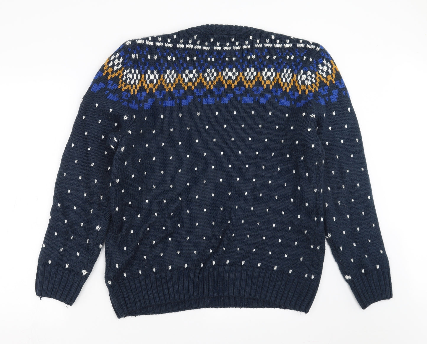 LIMITED Mens Blue Geometric Knit Pullover Jumper Size L