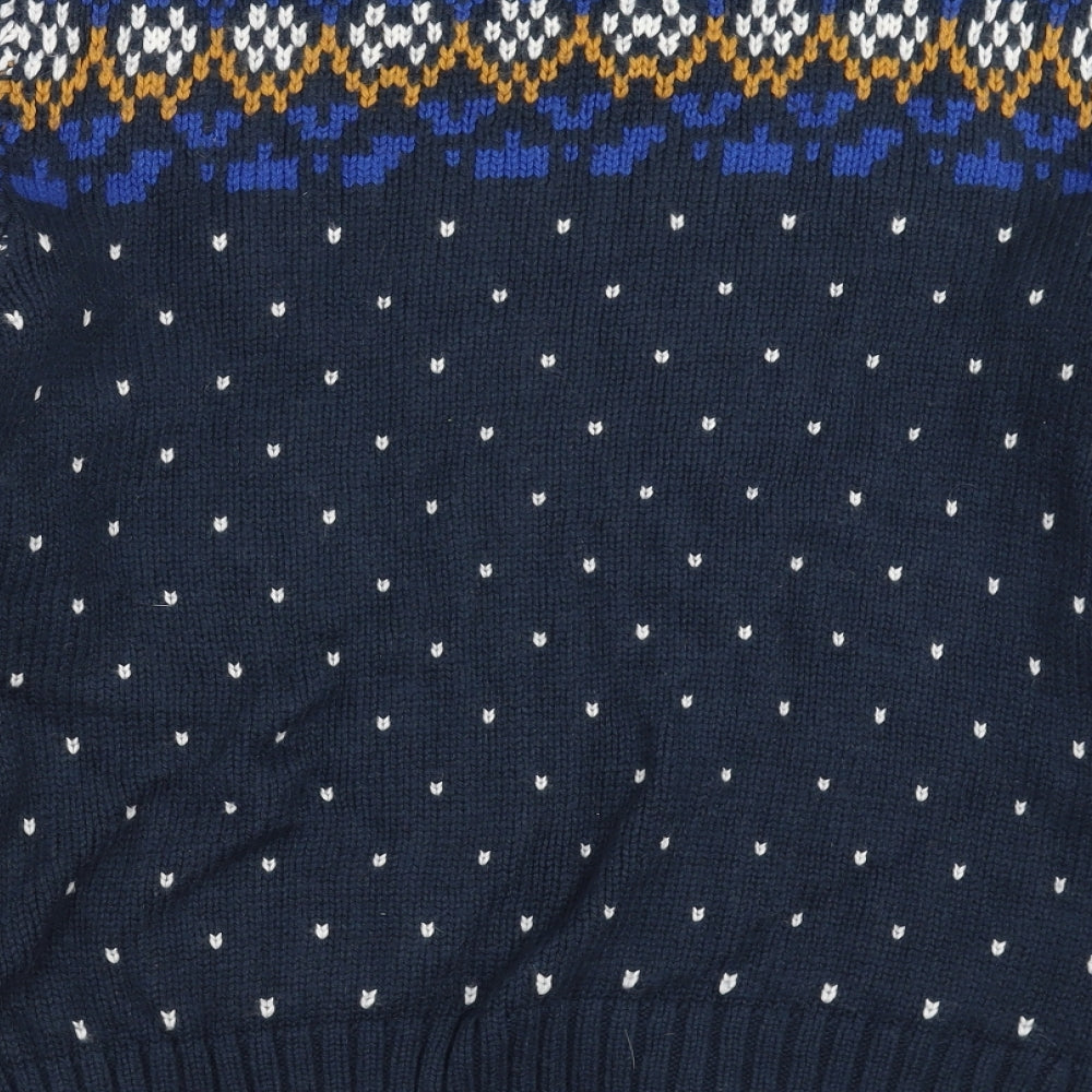 LIMITED Mens Blue Geometric Knit Pullover Jumper Size L