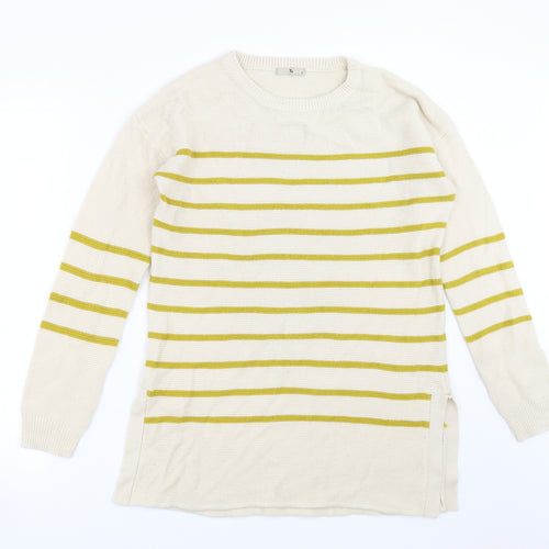 Sainsburys  Womens Beige Striped Knit Pullover Jumper Size 12