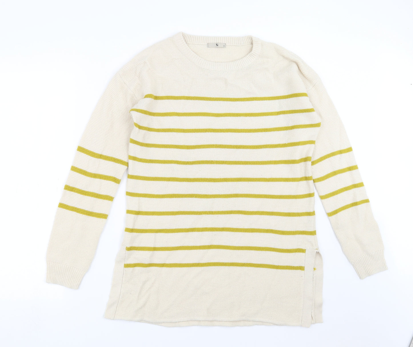 Sainsburys  Womens Beige Striped Knit Pullover Jumper Size 12