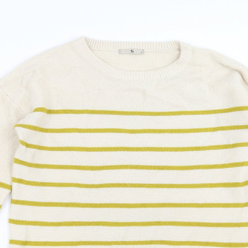Sainsburys  Womens Beige Striped Knit Pullover Jumper Size 12