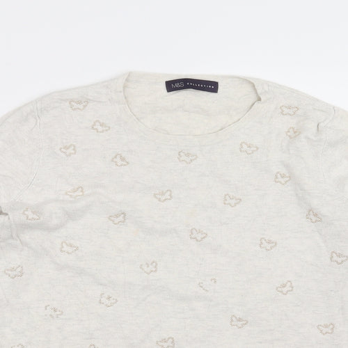 Marks and Spencer Womens Beige  Knit Pullover Jumper Size 14  - butterflies