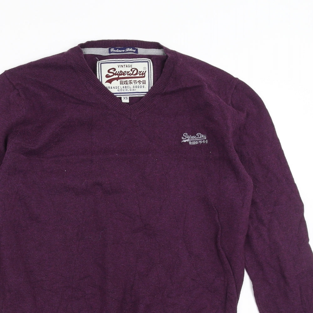 Superdry Mens Purple  Knit Pullover Jumper Size XS