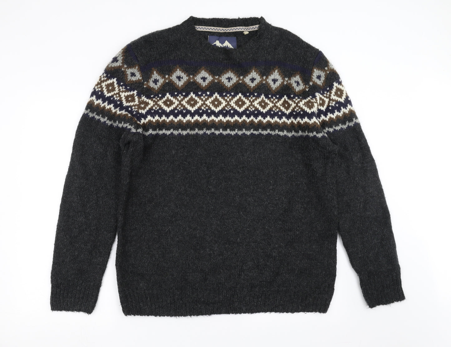 MANTARAY Mens Grey Geometric Knit Pullover Jumper Size XL
