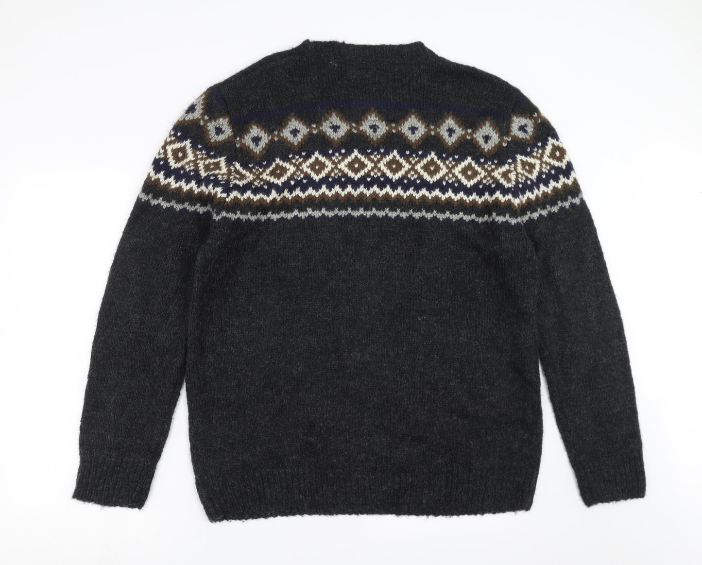MANTARAY Mens Grey Geometric Knit Pullover Jumper Size XL