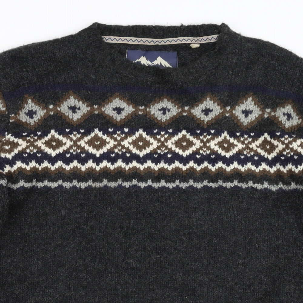 MANTARAY Mens Grey Geometric Knit Pullover Jumper Size XL