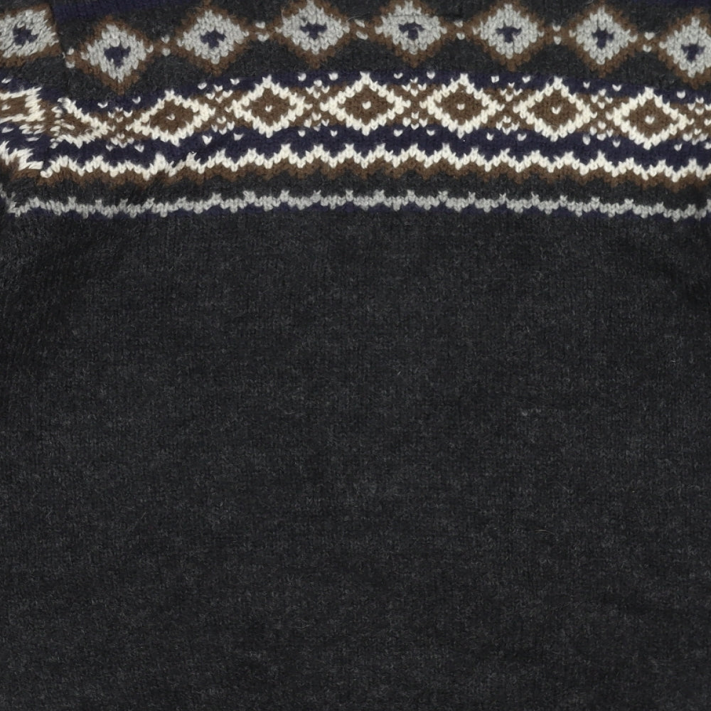 MANTARAY Mens Grey Geometric Knit Pullover Jumper Size XL