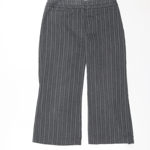 Marks and Spencer Womens Grey Striped  Cropped Trousers Size 6 L21 in