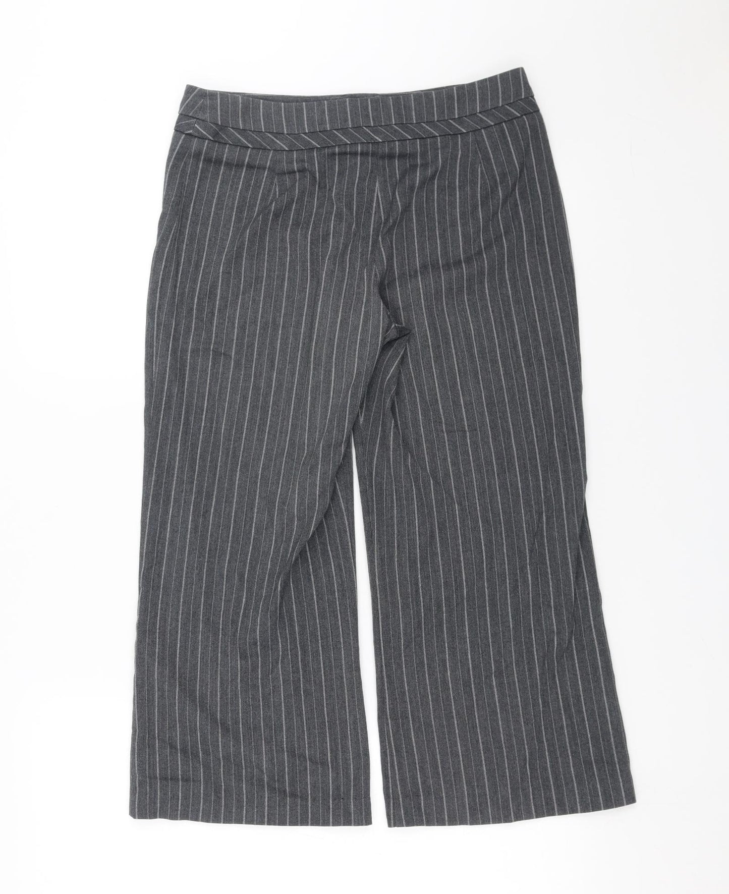 Marks and Spencer Womens Grey Striped  Cropped Trousers Size 6 L21 in