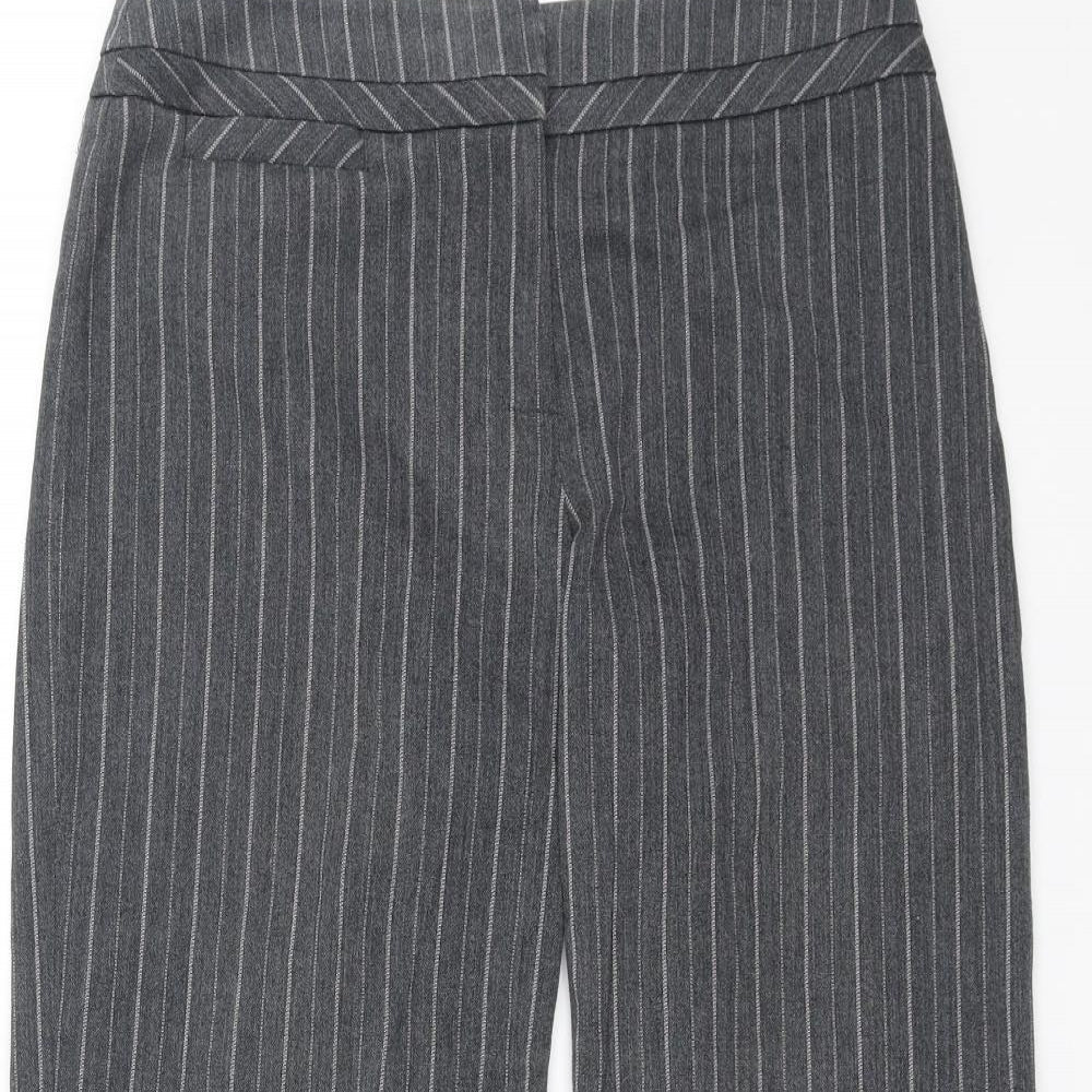 Marks and Spencer Womens Grey Striped  Cropped Trousers Size 6 L21 in
