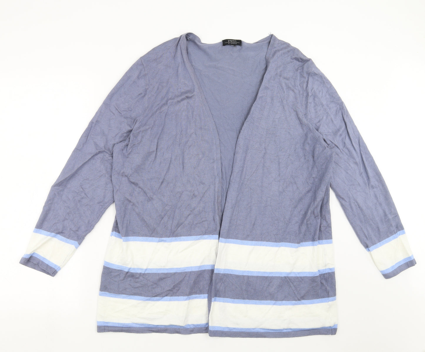 Papaya Womens Blue Striped  Cardigan Jumper Size 22
