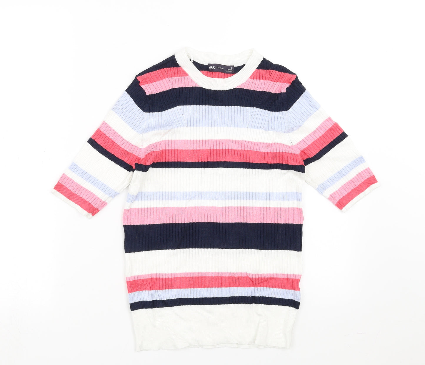 Marks and Spencer Womens Multicoloured Striped  Pullover Jumper Size 12