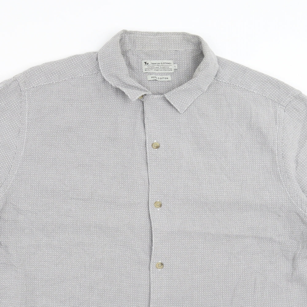 Sainsburys  Mens Grey Geometric   Button-Up Size L