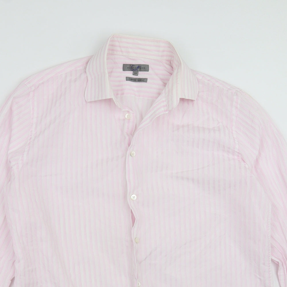 Austin Reed Mens Pink Striped   Dress Shirt Size 16