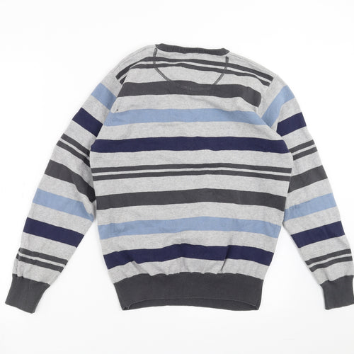 Cedar Wood State Mens Grey Striped  Pullover Jumper Size M
