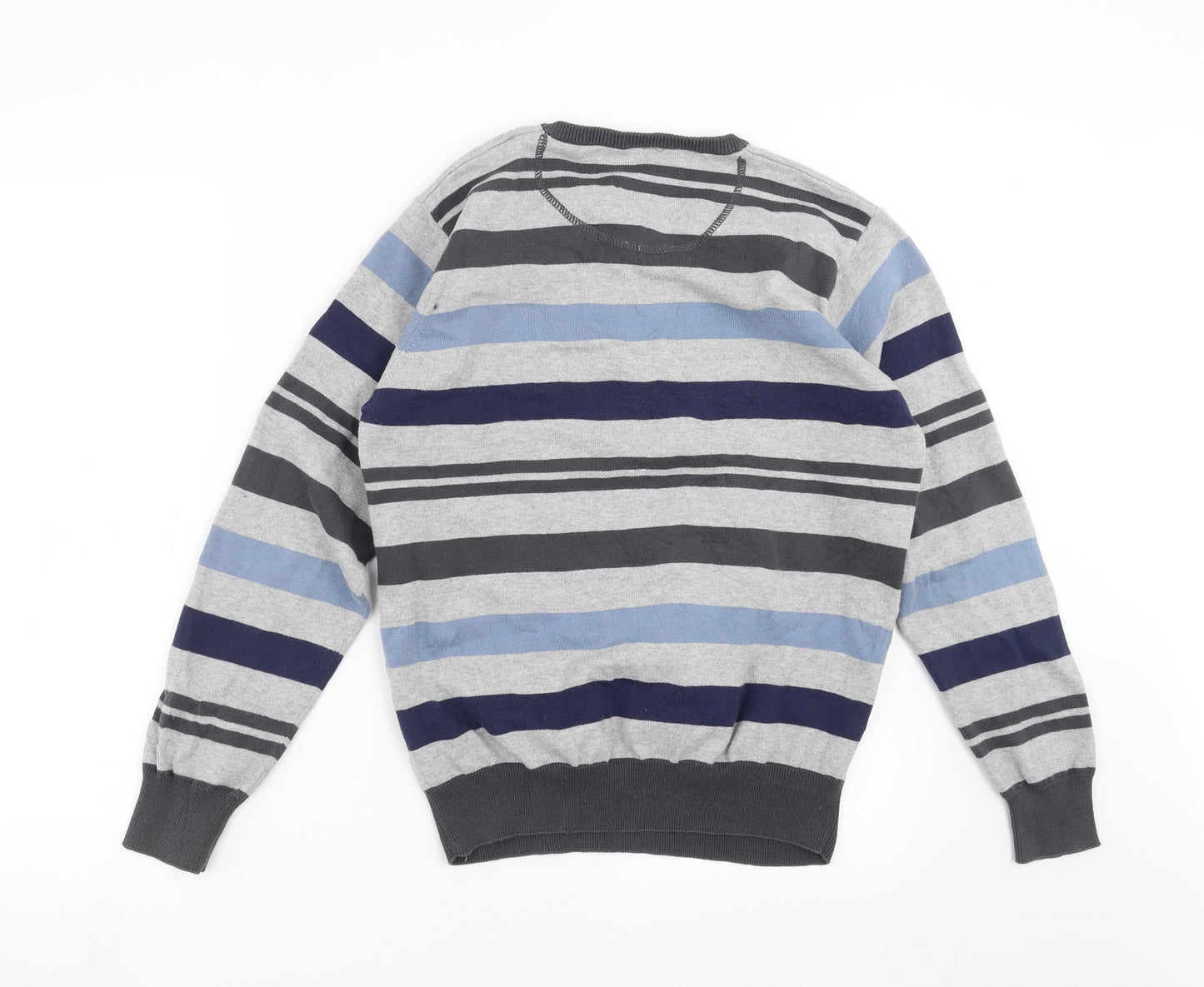 Cedar Wood State Mens Grey Striped  Pullover Jumper Size M