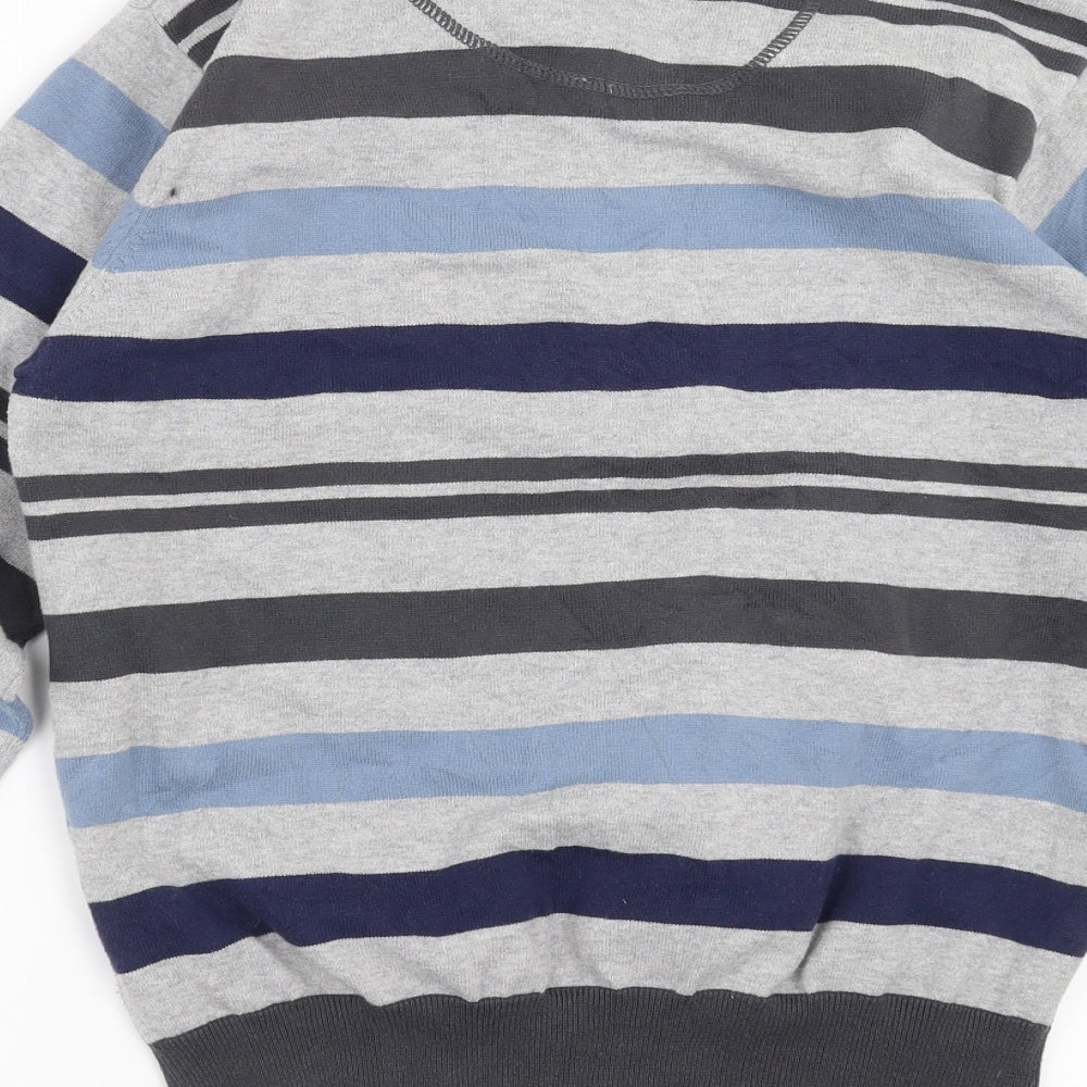 Cedar Wood State Mens Grey Striped  Pullover Jumper Size M