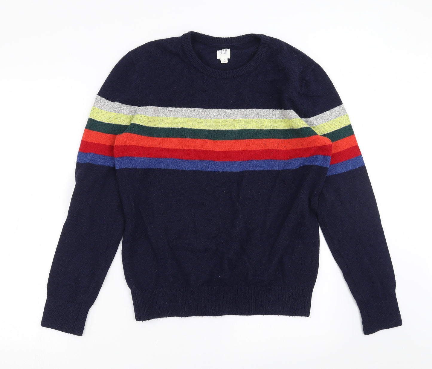 Gap Mens Blue Striped Knit Pullover Jumper Size S
