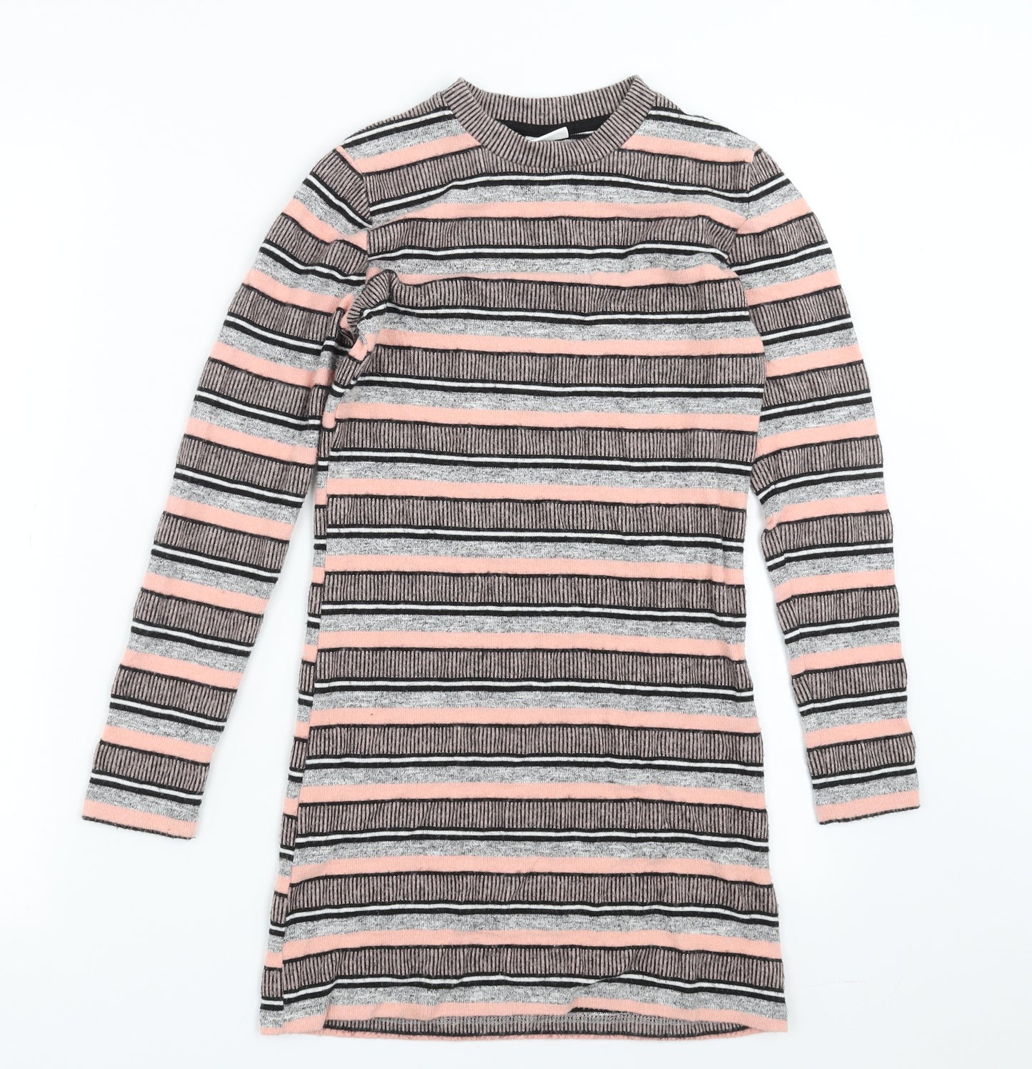 F&F Girls Pink Striped Knit Jumper Dress  Size 10-11 Years