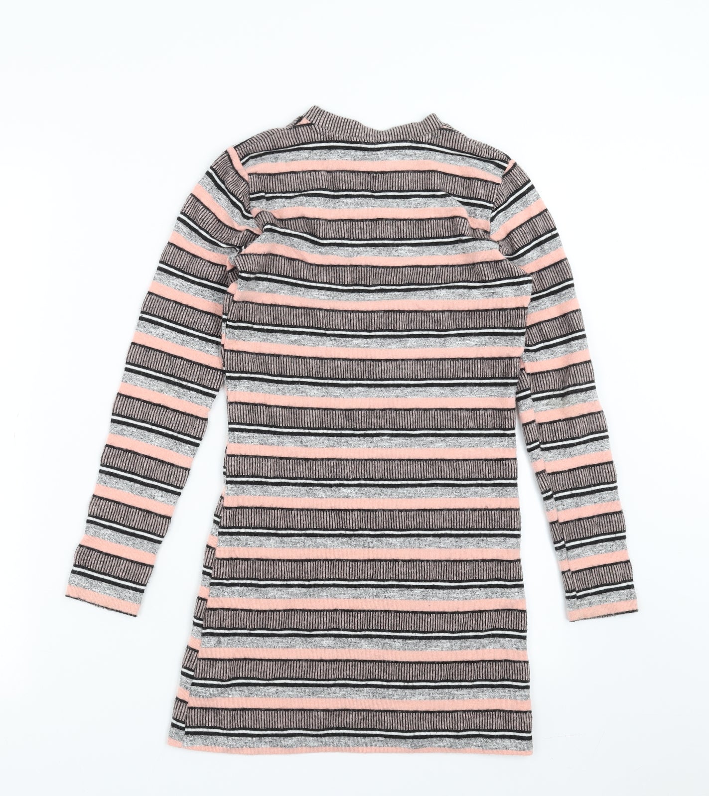 F&F Girls Pink Striped Knit Jumper Dress  Size 10-11 Years