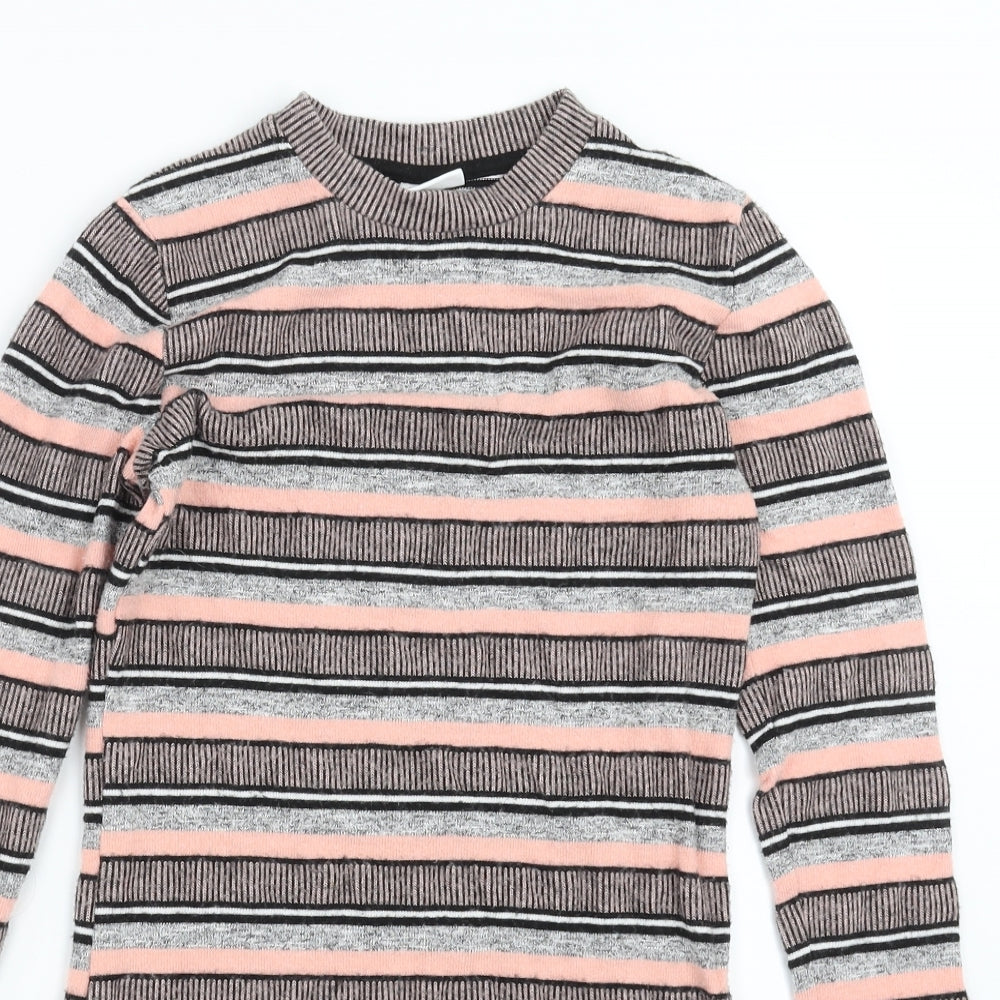 F&F Girls Pink Striped Knit Jumper Dress  Size 10-11 Years